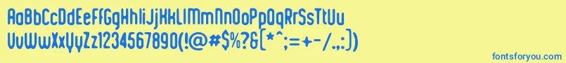RomabnticoKustomtype-fontti – siniset fontit keltaisella taustalla