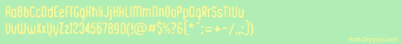 フォントRomabnticoKustomtype – 黄色の文字が緑の背景にあります