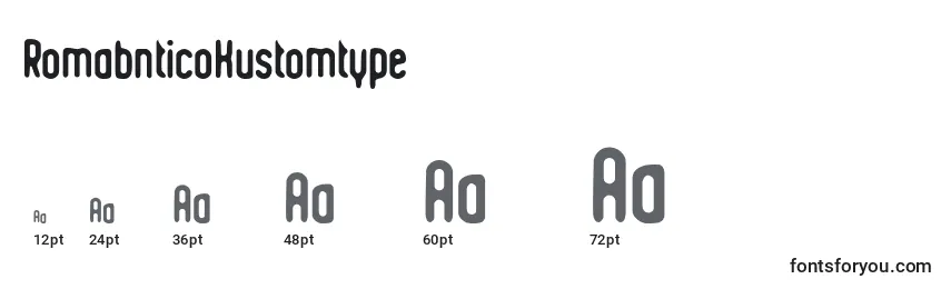 Размеры шрифта RomabnticoKustomtype
