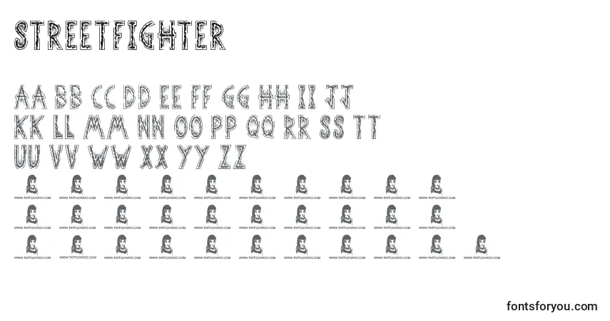 A fonte StreetFighter – alfabeto, números, caracteres especiais