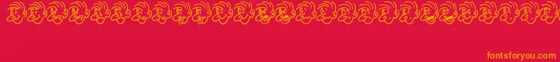 Fonte MoodSwingsTwoJl – fontes laranjas em um fundo vermelho