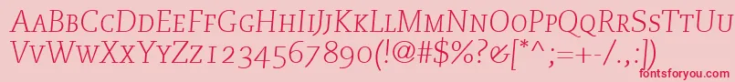 PmnCaecilia46LightItalicSmallCapsOldstyleFigures Font – Red Fonts on Pink Background