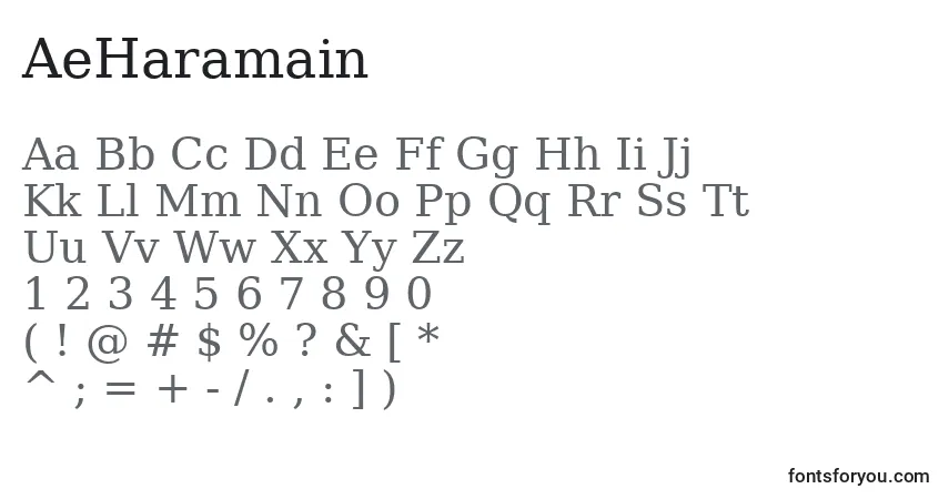 Czcionka AeHaramain – alfabet, cyfry, specjalne znaki