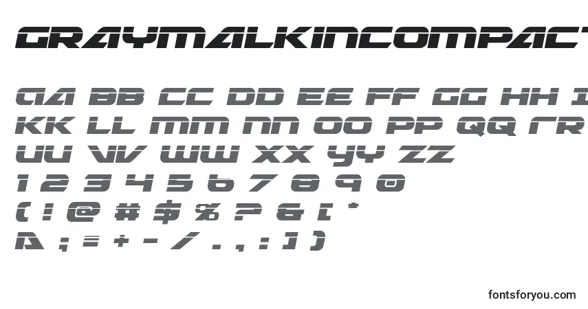 Шрифт Graymalkincompactlaser – алфавит, цифры, специальные символы