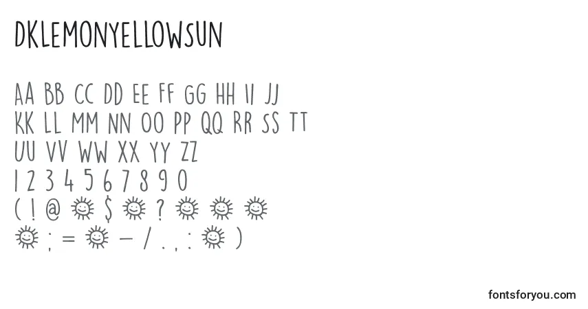 Czcionka DkLemonYellowSun – alfabet, cyfry, specjalne znaki