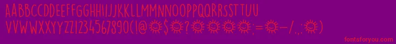 DkLemonYellowSun-Schriftart – Rote Schriften auf violettem Hintergrund