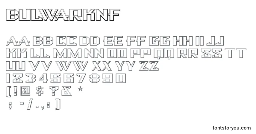 Шрифт Bulwarknf (78588) – алфавит, цифры, специальные символы