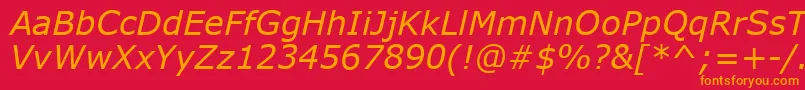 フォントVerdanki – 赤い背景にオレンジの文字