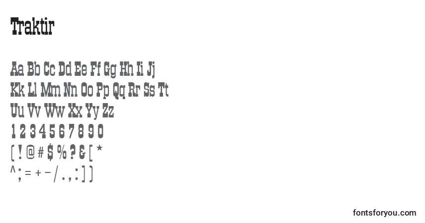 A fonte Traktir – alfabeto, números, caracteres especiais