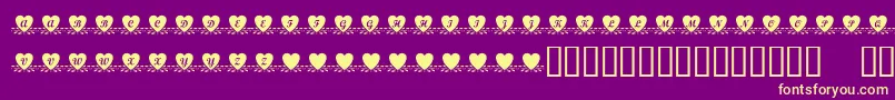 フォントKrAmishHeart – 紫の背景に黄色のフォント