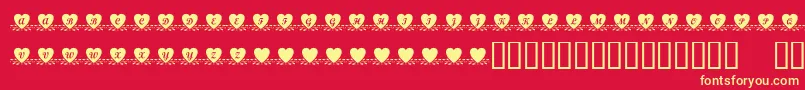 フォントKrAmishHeart – 黄色の文字、赤い背景