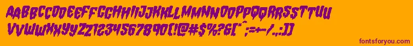 フォントHemogoblinstagital – オレンジの背景に紫のフォント