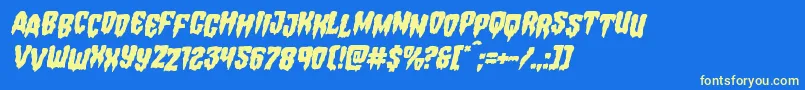 Hemogoblinstagital-Schriftart – Gelbe Schriften auf blauem Hintergrund