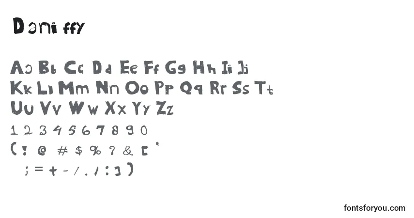 Шрифт Dani ffy – алфавит, цифры, специальные символы