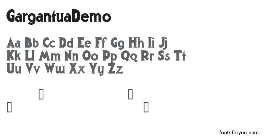 Schriftart GargantuaDemo – Alphabet, Zahlen, spezielle Symbole