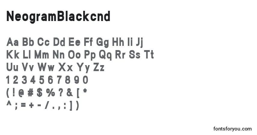 Шрифт NeogramBlackcnd – алфавит, цифры, специальные символы