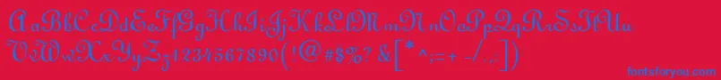 LightscriptRegularDb Font – Blue Fonts on Red Background