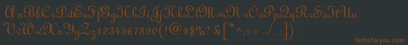 Fonte LightscriptRegularDb – fontes marrons em um fundo preto