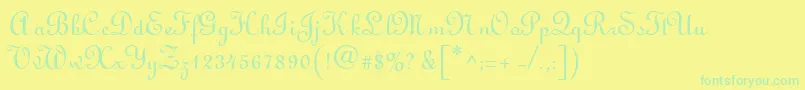 LightscriptRegularDb Font – Green Fonts on Yellow Background