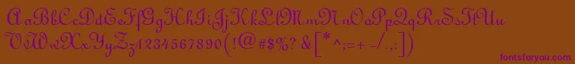 LightscriptRegularDb Font – Purple Fonts on Brown Background