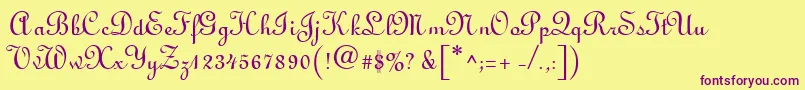 LightscriptRegularDb Font – Purple Fonts on Yellow Background