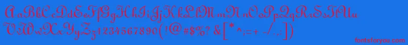 LightscriptRegularDb Font – Red Fonts on Blue Background