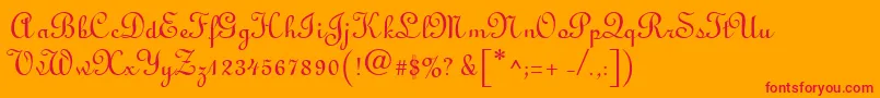 LightscriptRegularDb Font – Red Fonts on Orange Background