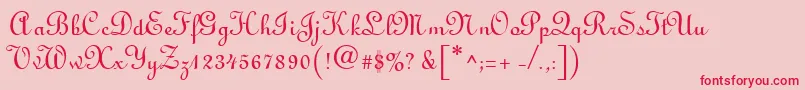 LightscriptRegularDb Font – Red Fonts on Pink Background