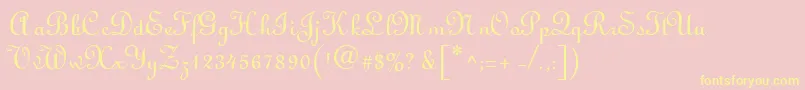 LightscriptRegularDb Font – Yellow Fonts on Pink Background