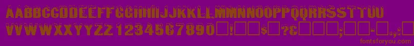 Шрифт IcedisplaycapssskRegular – коричневые шрифты на фиолетовом фоне