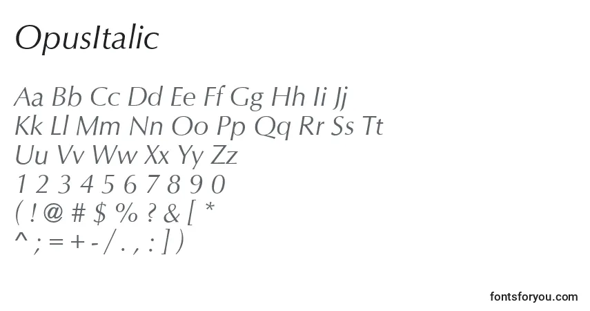 Fuente OpusItalic - alfabeto, números, caracteres especiales