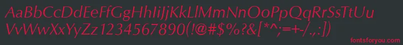 フォントOpusItalic – 黒い背景に赤い文字