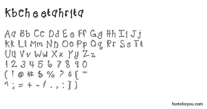 Kbcheetahrita-fontti – aakkoset, numerot, erikoismerkit