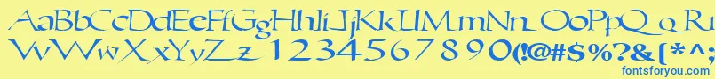 Ericbrush21RegularTtext Font – Blue Fonts on Yellow Background