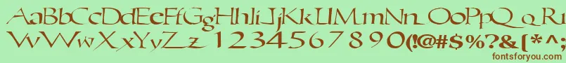 Шрифт Ericbrush21RegularTtext – коричневые шрифты на зелёном фоне