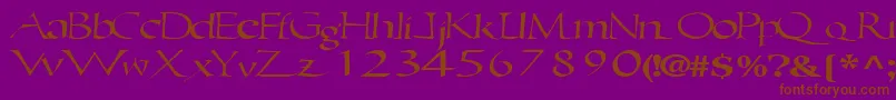 Ericbrush21RegularTtext-Schriftart – Braune Schriften auf violettem Hintergrund