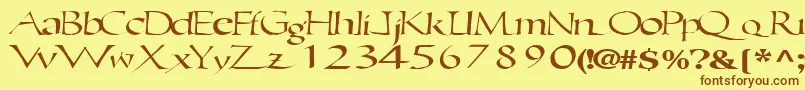 Шрифт Ericbrush21RegularTtext – коричневые шрифты на жёлтом фоне