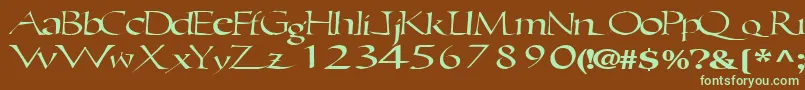 Ericbrush21RegularTtext-fontti – vihreät fontit ruskealla taustalla