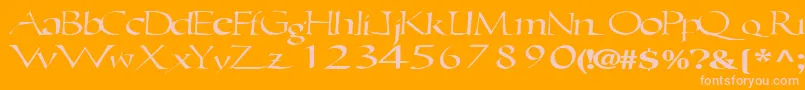 Ericbrush21RegularTtext-fontti – vaaleanpunaiset fontit oranssilla taustalla