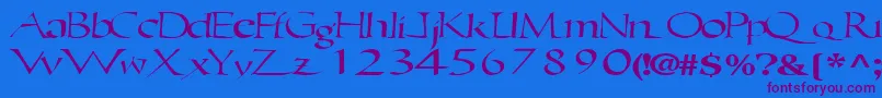 Czcionka Ericbrush21RegularTtext – fioletowe czcionki na niebieskim tle