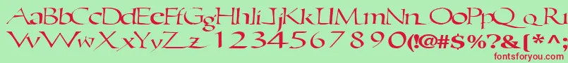 フォントEricbrush21RegularTtext – 赤い文字の緑の背景