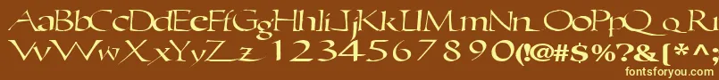 Ericbrush21RegularTtext Font – Yellow Fonts on Brown Background