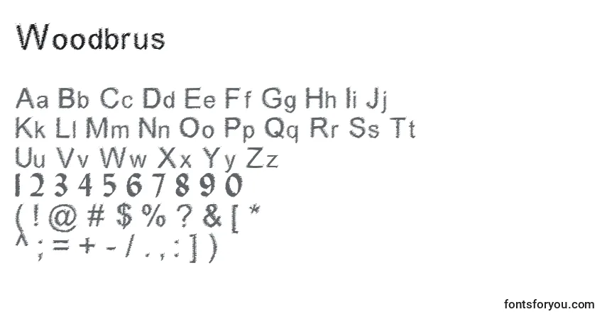A fonte Woodbrus – alfabeto, números, caracteres especiais