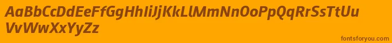 Augustsans76bolditalic-Schriftart – Braune Schriften auf orangefarbenem Hintergrund