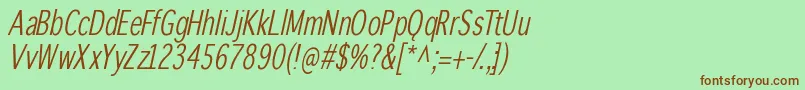 Winterthurcondensedoblique Font – Brown Fonts on Green Background
