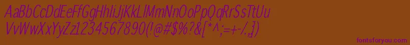 Winterthurcondensedoblique Font – Purple Fonts on Brown Background
