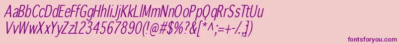 Winterthurcondensedoblique Font – Purple Fonts on Pink Background