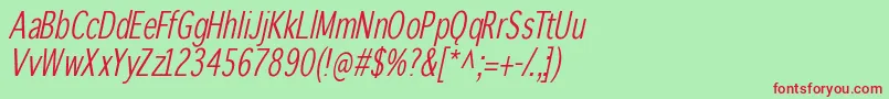 Winterthurcondensedoblique Font – Red Fonts on Green Background