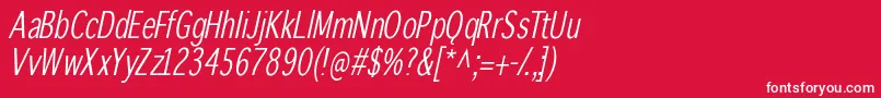 Winterthurcondensedoblique Font – White Fonts on Red Background