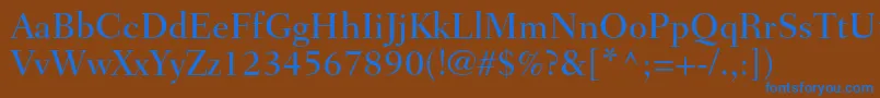 FairfieldltstdMedium-Schriftart – Blaue Schriften auf braunem Hintergrund
